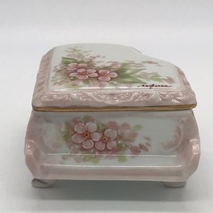 Vintage Delicate Hand Painted Piano Trinket Box